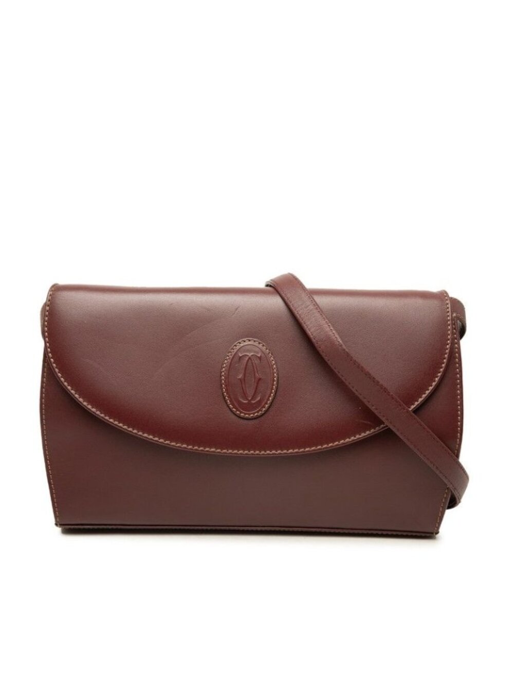Cartier Must Line Shoulder Bag Clutch 2-Way Bordeaux Leather